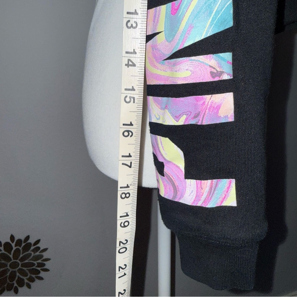 Victoria’s Secret Pink Brand Black Crop Hoodie Sweatshirt Women’s Chic Y2K‎ 90’s - Picture 7 of 9